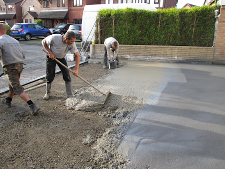 Concrete surface being floated